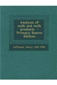 Analysis of Milk and Milk Products