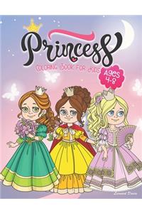 Princess Coloring Book for Kids Ages 4-8