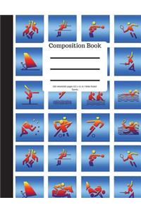 Composition Book 200 Sheet/400 Pages 8.5 X 11 In.-Wide Ruled Colorful Sports