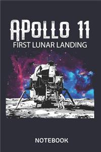 Apollo 11 First Lunar Landing Notebook: Large 6x9 Classic 110 Dot Grid Pages Notebook for Notes, Lists, Musings, Bullet Journaling, Calligraphy and Hand Lettering or School.
