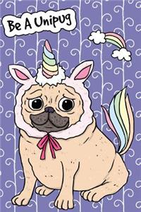 Bullet Journal Notebook for Dog Lovers Unicorn Pug - Mauve