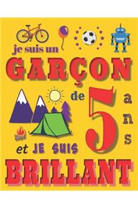 Je suis un garçon de 5 ans et je suis brillant: Livre de dessin carnet de croquis pour garçons de cinq ans