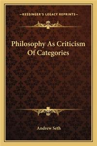 Philosophy as Criticism of Categories: (English)