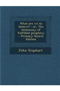 What Are We to Believe?