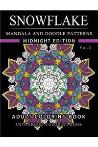 Snowflake Mandala and Doodle Pattern Coloring Book Midnight Edition Vol.2