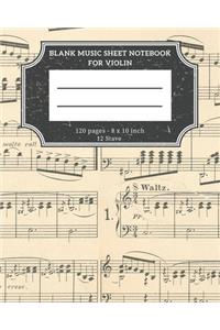 Blank Music Sheet Notebook For Violin