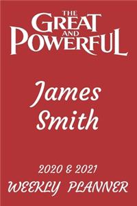 2020 & 2021 Two-Year Daily Planner - Best Gift For James Smith - Funny Appointment Book - Two Year Weekly Agenda Notebook