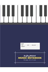 Music Notebook - AmyTmy Notebook -120 pages - 8.5 x 11 inch - Matte Cover