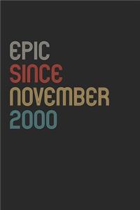 Epic Since 2000 November Notebook Birthday Gift