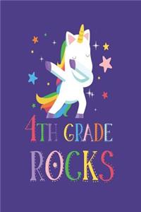 4th Grade Rocks: Cute Dabbing Unicorn Back to School Journal for Fourth Grade Girls