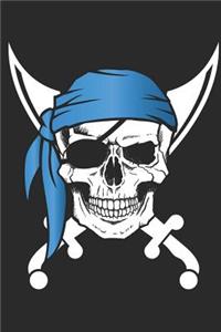 Blue Pirate Skull Crossed Knives Notebook