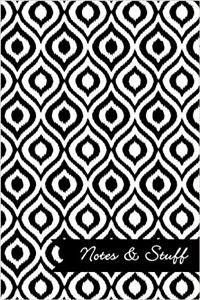 Notes & Stuff - Black & White Lined Notebook in Ikat Pattern: Soft Cover, 6 x 9 Journal, 190 Pages