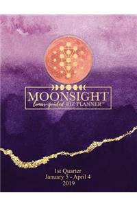 Moonsight Planner - Moon Phase Biz Calendar - 2019 (Daily - 1st Quarter - January to April - Amethyst)