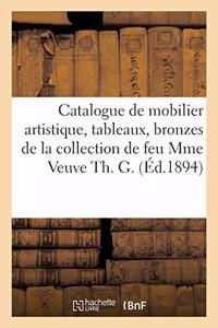 Catalogue de Mobilier Artistique, Tableaux, Bronzes de Barye, Porcelaines, Faïences