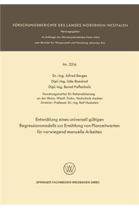 Entwicklung eines universell gültigen Regressionsmodells zur Ermittlung von Planzeitwerten für vorwiegend manuelle Arbeiten