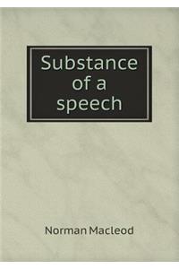 Substance of a Speech