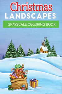 christmas landscapes grayscale coloring book