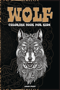 Coloring Book for Kids - Large Print - Wolf