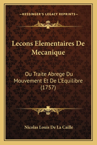 Lecons Elementaires De Mecanique