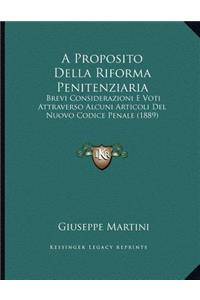 A Proposito Della Riforma Penitenziaria