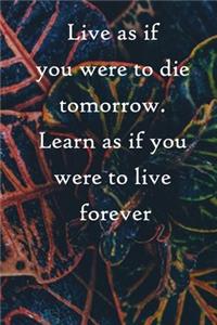 Live as if you were to die tomorrow. Learn as if you were to live forever