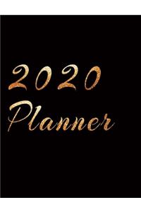 2020 Planner Weekly and Monthly Jan 1, 2020 to Dec 31, 2020 year planner gilt Auric Aureate & golden style lover Black Cover day by day scheduler agenda Weekly & Monthly Planner & planning Calendar Views