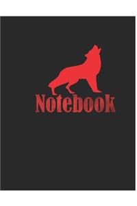 Notebook Red Wolf - Large (8.5 x 11 inches) - 120 Pages- Black Cover
