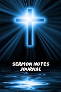 Sermon Notes Journal: For Men Prayer Notebook Worship Activity Book - Magic Cross Light Print