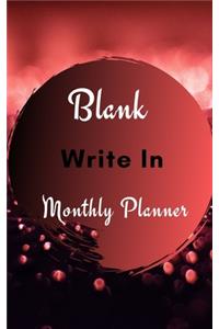 Blank Write In Monthly Planner (Dark Red And Black Abstract Art)