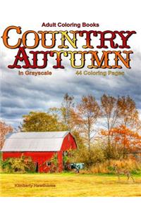 Adult Coloring Books Country Autumn in Grayscale