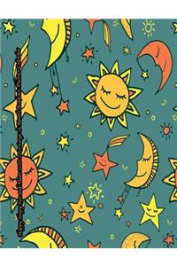 Happy Sleepy Sun and Moon 2018-2019 Large 18 Month Academic Planner Calendar