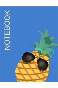 Notebook: Pineapple Chic (8.5 X 11 Inches, 120 Pages, Lined Paper) Composition Book, Journal, Diary-Blue Cover