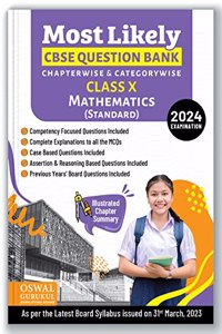 Oswal - Gurukul Mathematics Most Likely CBSE Question Bank for Class 10 Exam 2024 - Chapterwise & Categorywise, Competency Focused Qs, MCQs, Case, Assertion & Reasoning Based, Previous Years' Board Qs