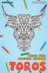 Libros para colorear Mandala - Nivel simple - Animales - Toros