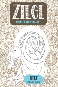 Malbuch für Mädchen - Dicke Linien - Tiere - Ziege