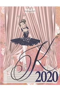 2020 Weekly Planner - Ballerina Princess Monogram Initial Letter 