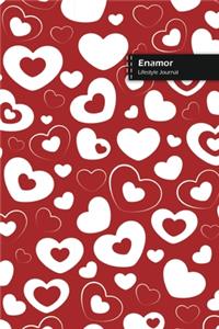 Enamor Lifestyle Journal, Blank Write-in Notebook, Dotted Lines, Wide Ruled, Size (A5) 6 x 9 In (Red)
