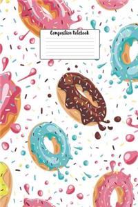 Composition Notebook: Yummy Frosted Donuts Flying Through Space 6 X 9 Graph Ruled Paper Notebook, Appreciation Gift, Quote Journal or Diary - Unique Inspirational Doughnuts Gift for Friend or Family