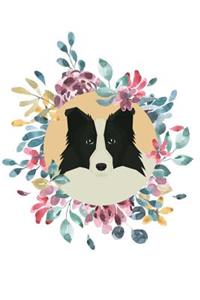 Journal: Border Collie Flowers Floral Fauna College Ruled Lined Notebook