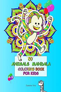 50 Animals Mandala Coloring Book for Kids 4-8