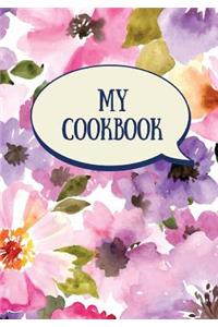 My Cookbook (Blank Recipe Book): Fill in the Blank Cookbook, 125 Pages, Lavendar Violets