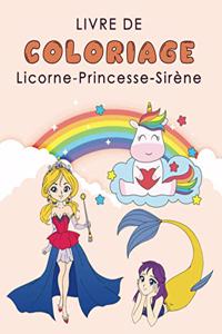 LIVRE DE COLORIAGE Licorne, Pincesse, Sirène