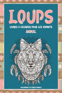 Livres à colorier pour les enfants - Soulagement du stress Mandala - Animal - Loups