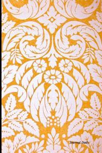 Journal Daily: Yellow and White Unique Damask Print, Stylish Lined Blank Journal Book, 6 X 9, 200 Pages, Daily Journal Notebook