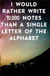 I would rather write 10,000 no single letter of the alphabet