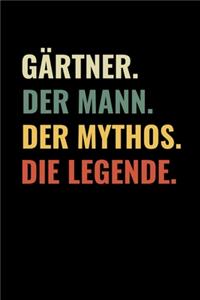 Gärtner. Der Mann. Der Mythos. Die Legende.: A5 Notizbuch LINIERT für Hobby Gärtner - Geschenkidee für Freunde, Papa, Mama, Oma, Opa- Gartenplaner - Garten - Gartenliebhaber - Schrebergarten