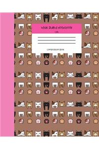 Wide Ruled Notebook Cat Composition Book