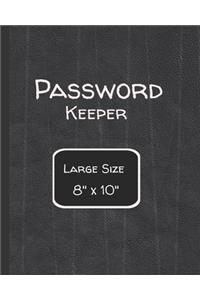 Password Keeper Large Size: 8"x 10" Alphabetical password internet organizer with a Black cover