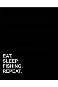 Eat Sleep Fishing Repeat: Blank Guitar Tab Paper, 10 6-line Tablature Staves per Page with a TAB clef - Manuscript Paper /Music Staff Paper / Music Sheet Paper