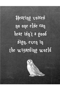Hearing Voices No One Else Can: 7.44 X 9.69 Wide Ruled Paper Notebook, Birthday, Christmas, Back to School, Quote Journal or Diary Unique Inspirational Composition Book Gift for Friend, Family, Teacher, Student, Magical or Not - Black Chalkboard Wh